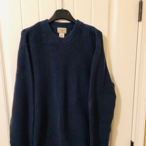 Men’s sweater, LL Bean, XLTall, Marine blue, crew neck, 100% cotton, great cond.